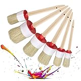 Mengger Wachs Pinsel Rundpinsel Kreide Detail Bürsten Weiches Haar Borsten für Farbe Möbelwachs Schule Home Decor Chic Restaurierungsprojekte Auto Reinigung Räder Armaturenbrett Innen Aussen 6 Stück