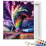 JATOK Malen Nach Zahlen Erwachsene mit Rahmen, Paint by Numbers Malen Nach Zahlen, DIY Tornado mit Pinseln und Acrylfarben Handgemalt Ölgemälde Leinwand für Home Decor, 30x40CM/12x16in