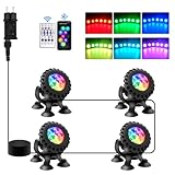 NATPOW Bluetooth APP Teichbeleuchtung LED Unterwasser, Unterwasserbeleuchtung RGB Teichlicht mit Fernbedienung, IP68 wasserdicht, Farbwechsel Gartenbeleuchtung für Garten, Patio, Baum(4 in 1)