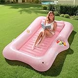 MoKo Pool Luftmatratze Erwachsene, 82'x 50' Groß Schwimmbett mit EIS Bar, Solarium Pool Loungesessel Aufblasbar Hängematte mit Getränkehalter Bräunungsstuhl Pool Spielzeug für Party Strand Hinterhof