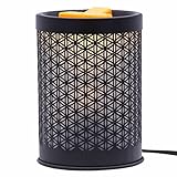 Candle-Brothers elektrische Duftlampe | Duftlampe Flower of Life | Aromalampe für Duftwachs | Raumduft Elektrisch | Schwarze Duftlampe | Lampe für Büro, Schlafzimmer, Yoga