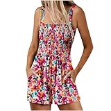 Hawaiianische Strand-Overalls für Damen, Sommer, Herbst, lockere Passform, Trägerhose, Shortall-Shorts, Einteiler für Damen 2025, I-085 Bunt, XL
