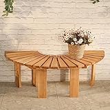 Gebogene Holzbank für den Außenbereich, wetterfester Lattensitz, halbrund, fächerförmiges Design für Veranda, Hof, Garten, Park, rückenfreie Baumsitze, langlebige Massivholzkonstruktion