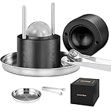 VEVOR Eiswürfelbereiter Eiswürfelformen Satz 60 mm, Eiswürfelform Eiskugelform mit Eiszange & Tropfschale, Alu Schwarze Strapazierfähige Eiswürfelformen Eiswürfelbehälter Whisky Americano, Saft
