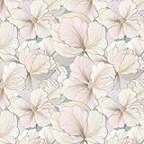 XHYASD Tapete Blumen Beige/Gold/Grau Klebefolie Muster,Selbstklebende Tapete,Möbelfolie Selbstklebend,Tapete Landhausstil,Flur Wohnzimmer Tapete,Klebefolie Möbel Vintage,Vinyl Wasserdicht,45cm x 300cm