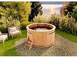 Finntherm Holz Badefass Bergen, Hot Tub Ø 160 x 101 cm, 3-4 Personen, inkl. Einstiegsleiter, Schwimmbecken, Badebottich, Sprudelbad