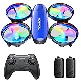 Tomzon mini Drohne für Kinder, Helikopter ferngesteuert mit LED Licht, Lange Flugzeit RC Quadrocopter mit Propellerschutz, Werfen Go/3D Flip/Rotation/Kreisflug, Indoor Drone Mini für Anfänger Blau