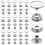 240 Stück Druckknöpfe Metall, 15mm Edelstahl Feste Knöpfe Werkzeug, Metall Druckknopf Set Button Druckknöpfe Ohne Nähen Metall Button Schnalle Zum Annähen,Kleidung, Leder, Jeans, Canvas, 60 Sätze