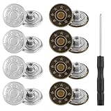 HJZHII 8 Stück 20 mm Verstellbare Ersatzknöpfe, Abnehmbare Metallknöpfe Jeansknöpfe Reparaturknöpfe Kombi Gewinde Nieten Schraubendreher für Cowboy Kleidung Jacken Hosen und Jeans