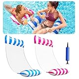 2 PCS Luftmatratze Pool mit 1 Luftpumpe,4 In 1 Aufblasbare Wasserhängematte Erwachsene,Luftmatratze Wasser Hängematte,Aufblasbares Schwimmbett,Schwimmbad Strand Wasserspielzeug,Leicht zu Tragen