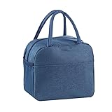 XLFKD Große Kapazität isolierte Bento-Tasche, verstärkte Aluminiumfolie, Lunchbox-Tasche, tragbare Kühltasche für den Außenbereich, quadratische isolierte Tasche, Picknicktasche,Navy Blue