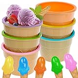 6 Stück Eisbecher Mit Löffeln, Dessertschale Geschenke Eisbecher Set Eisschalen Kinder Niedlich Bunte Eis-schalen Eisbecher Für Kinder, Familie, Camping, Weihnachten Party