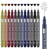 Funnasting Farbige Fineliner Set, 12 Retro Farben Feinliner (0.5mm), Handlettering Stifte Set für für Bullet Journal, Zeichnen, Sketchnoting, Schreiben, Kalligraphie und Notizen Art Supplies