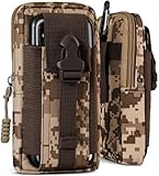ONEFLOW Survival Case für Samsung Galaxy S25 Ultra Handy Gürteltasche aus Nylon mit Karabiner, Taktische EDC Tasche mit Gürtel Halterung, Handyhülle Outdoor Handytasche, Camo Braun