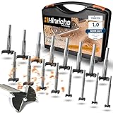Hinrichs Forstnerbohrer Set 17 teilig im Koffer - Forstnerbohrer-Set 15 bis 40 mm - Holzbohrer - Forstner - Forsterbohrerset Fräslochborer Topfbohrer - Bohrer Holz - Lochfräser Astlochbohrer