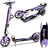 Bergen City Scooter Tretroller Classic klappbar - 200 mm Räder, Vorderrad- & Fußbremse, 2× Federung, Aluminium Scooter höhenverstellbar, für Kinder ab 6 Jahre & Erwachsene bis 100 kg (Violett)