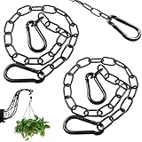 Edelstahl Ketten mit Karabiner, 2 Stück Stahlkette 0.5m Kette Edelstahl Gliederkette 3mm Kettenglieder Edelstahlkette für Zauntore, Käfigtore für Haustiere, Gartentore (Schwarz)