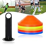 VANCHEMO Markierungshütchen Hütchen 50 Stück Markierungsteller Sport Hütchen Set Mit Ständer Fußball Markierungsscheiben Hütchen Kegel, Trainingshilfe für Koordination
