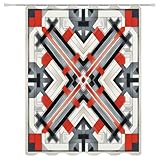 Duschvorhang Retro 120x180 Duschvorhang mit Gewicht Waschbar Duschvorhänge, Duschrollo Wasserdicht Polyester Stoff Shower Curtains, Badevorhänge mit Duschvorhangringe für Badezimmer, Badewanne 5-1064