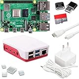 Raspberry Pi 4 4GB Starter-Set | 64GB SD Karte | USB-C Netzteil 15W | Gehäuse | 4K Micro HDMI Kabel | Kühlkörper Set | Raspberry Pi 4 Model B 4GB RAM
