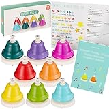 THE TWIDDLERS Buntes 8-Noten Handglockenset mit Notenheft & Geschenkbox - Regenbogenfarben Handglocke Musik, Musikalische Früherziehung für Babys & Kinder