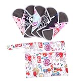 VALICLUD Wiederverwendbare Waschbare Bambuskohle fasern Hygiene einlagen für Damen Atmungsaktiv Geruchshemmend Umweltfreundlich mit Tasche Geeignet für Teenager und Frauen Zufällige Farbe