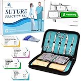 Chirurgisches Nahtset | Wundnaht-Übungsset | Silikon-Nähkissen mit Werkzeugsatz | 24 Wundnaht-Faden chirurgie nähset | Geschenk für Medizinstudenten, Tierärzte, und Zahnärzte | Wundnaht-Videokurs