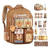 Frfik Capybara Rucksack | Cartoon-Laptop-Tasche | wasserdichte süße Büchertaschen Schreibwaren für Teenager, Jungen, Töchter, Mädchen, Frauen, Freunde, Familie