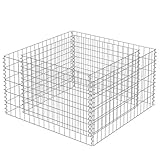 yorten Gabionen-Pflanzkorb Hochbeet Gabionenkörbe Gabione Pflanzkübel Verzinkter Stahl 90 x 90 x 50 cm (L x B x H) Silbern