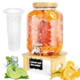 7,6 L Getränkespender mit Ständer, Getränkespender aus Glas mit Zapfhahn aus massivem Edelstahl für geeiste Säfte, Wasser, hausgemachte Getränke, Partys, Hochzeiten