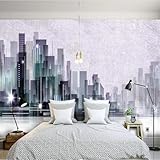 Blau Und Lila Abstrakte Stadt 3D Tapete Poster Restaurant Schlafzimmer Wohnzimmer Sofa TV Dekorative Wand-200cm×140cm
