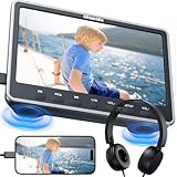 GOnavidio 12,5' DVD-Player Auto mit HDMI-Eingang, Kopfhörer, Montagehalterung, DVD Player Auto Kopfstütze Disc-Eingang mit Saugnapf, unterstützt Sync Screen, AV EIN- und Ausgang ohne Akku
