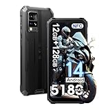 Blackview BV4800Pro Outdoor Handy ohne Vertrag 2025, 12GB+128GB Baustellenhandy Android 14, 6.56' HD+ Outdoor Smartphone, 16MP Kamera, 5180mAh, IP68 Wasserdicht, 4G,5G WiFi,NFC,OTG,GPS,FM, Schwarz