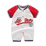 Minizone Baby Strampler Jungen Sommer, Kurzarm-Body Baumwolle Pyjama Jumpsuit Spieler Neugeboren 9-12 Monate