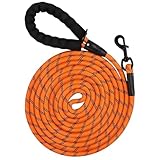 Hundeleine mit Gepolstertem Griff Reflektierende Seilleine 4.5M Schleppleine Robuste Hundeleine zum Trainieren und Gassi Gehen (Orange)