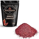 70g Sumach gemahlen von Krautschmaus, zum Würzen und Kochen, Essigbaumfrucht schonend getrocknet, intensiv duftend und aromatisch, ohne Zusatzstoffe