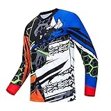 PSPORT Herren Downhill Jersey Langarm Mountain MTB Bike Shirt DH Motocross T Shirt Fahrrad Rennbekleidung - - Etikett XXL