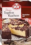 RUF Russischer Zupfkuchen, Backmischung für einen Käsekuchen mit schokoladigem Streuselteig, Topfenkuchen, vegan