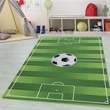 Kinderteppiche für Kinder Fußball Stadion Design Spielteppich Fußballfeld Motiv Waschbar Jungen & Mädchen Teppich für Kinderzimmer Babyzimmer Spielzimmer Teppich Farbe: Grün, Grösse: 120 x 170 cm