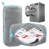 2er Pack Schuhwaschbeutel für Waschmaschine & Trockner 360°Schutz Beutel mit Reißverschluss Gegen Verformung Wiederverwendbar für Sneaker Turnschuhe & alle Schuhgrößen(39x19cm) (Grau)