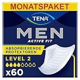 TENA MEN Absorbierende Protektoren, Level 2-60 Einlagen im Monatspaket (6 x 10), einzeln verpackt - Hygieneeinlagen für Männer bei mittlerem Harnverlust und Inkontinenz