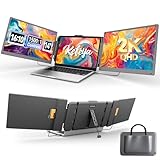 KEFEYA 2K Laptop Bildschirm Erweiterung 2160 x 1440P FHD, 14'' Laptop Monitor Erweiterung HDMI/USB-A/Type-C Triple Portable Monitor für Laptop Kompatibel 13'-17,3' Mac Window Chrome