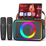 [2025] Karaoke Maschine 2 Mikrofonen: Karaoke Anlage mit 2 Karaoke Mikrofonen - Tragbare Bluetooth Karaoke Box Lautsprecher für Erwachsene Kinder Live-Mischpulte Geschenk für Weihnachten Geburtstag