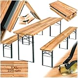 tectake® Bierzeltgarnitur, Festzeltgarnitur, Biertisch, Set 2X Bierbank 1x Tisch klappbar, als Gartenmöbel, Balkon Möbel oder zum Camping, platzsparend, wetterfest und robust