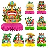 CHALA 9 Stück Hawaii Deko Party Tiki Bar Deko Hawaiian Deko Tischaufsätze Luau Bienenwabe 3D Tiki Waben Tischdeko Tropische Palmenblätter Deko Mittelstück für Hawaii Aloha Sommer Pool Tiki Bar Party