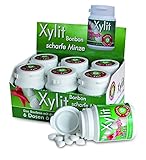 Xylit Birkenzucker Bonbon Scharfe Minze, 6 Dosen zu je 100 Bonbons (6 x 70g) Großpackung