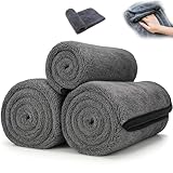 2 + 1 Stück Twist-Weave Mikrofaser-Auto-Handtuch – streifenfrei, ultra-saugfähig und kratzsicher, extra große wiederverwendbare Trockentücher für Autos, LKWs, Motorräder und Details