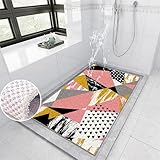 Pevfeciy Badezimmer Matte 120x120 cm Duschmatte rutschfest Modern Muster Duscheinlage rutschfest Weich Komfort PVC Badewannenmatte Hohe Wasserdurchlässigkeit für Nassbereich