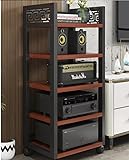 Mehrstöckiger rollbarer AV-Ständer, verstellbares Eckregal für Audio-Geräte und CDs, platzsparende Medien-Aufbewahrung, stilvolles Design für einfache Mobilität und Nisierung