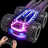 Tecnock Ferngesteuertes Auto ab 3 Jahre, RC Auto 360° Flip/Doppelseitige Drehung mit LED Licht, 4WD Offroad RC Drift Car, Outdoor Auto Spielzeug Geschenke für Kinder ab 3 4 5 6 7 8 9 Jahre